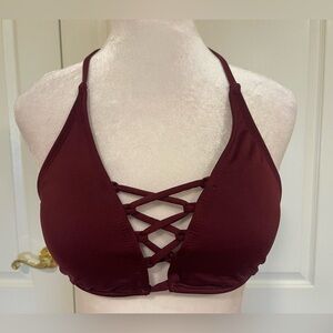 Mossimo burgundy/maroon criss cross front bathing suit top​​​​​​​